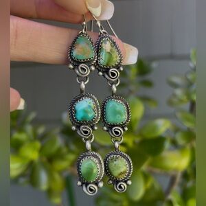 Royston Turquoise Sterling Silver 3” Earrings